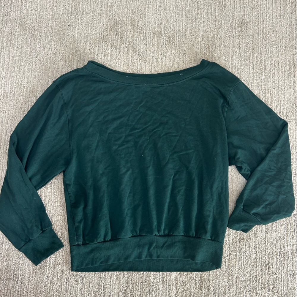 Dark Green Off The Shoulder Sweatshirt
